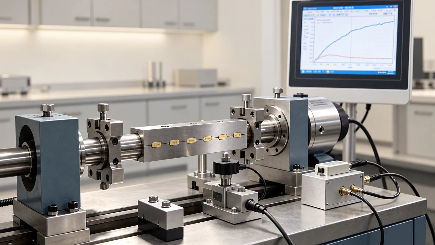 Illustrative metal fatigue testing apparatus in a laboratory